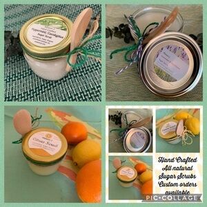 Trio of sugar scrubs, hand crafted, all natural exfoliating moisturizing